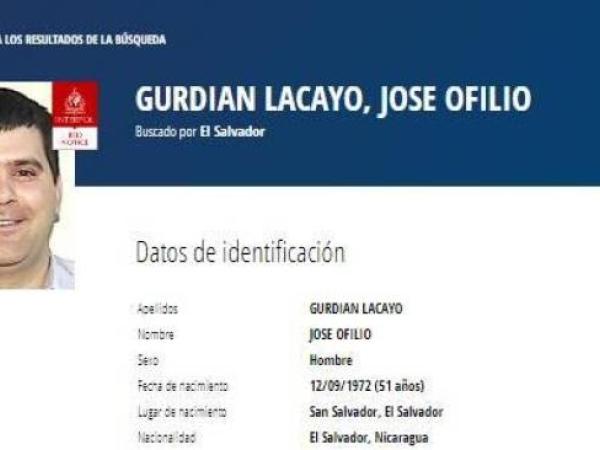 Circular roja en contra de Jose Ofilio Gurdián Lacayo