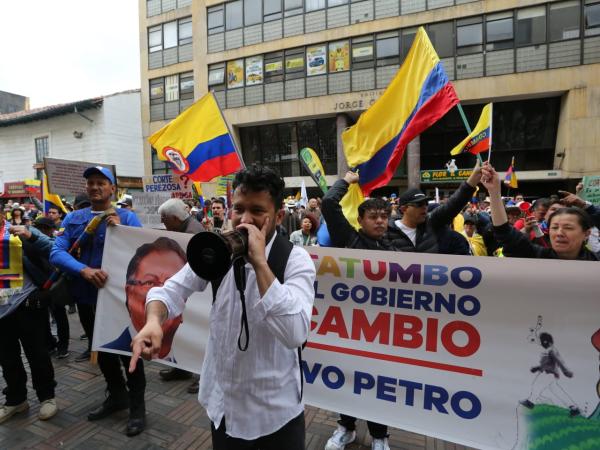 Manifestaciones cerca al Palacio de Justicia de Bogotá