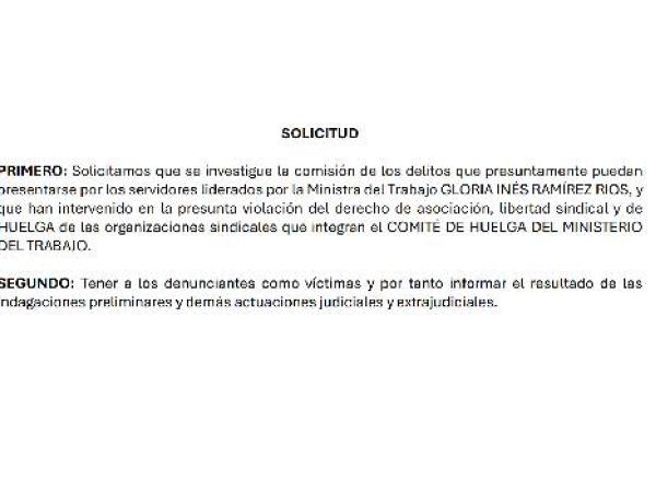 Denuncia penal contra Mintrabajo desde los sindicatos.