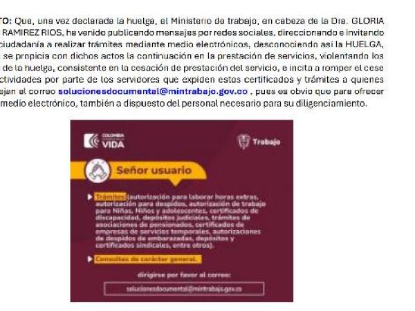 Denuncia penal contra Mintrabajo desde los sindicatos.