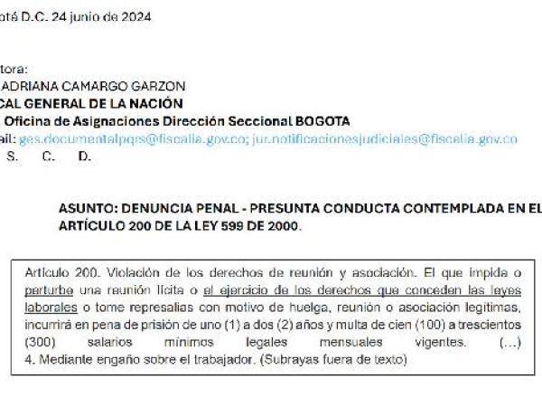 Denuncia penal contra Mintrabajo desde los sindicatos.