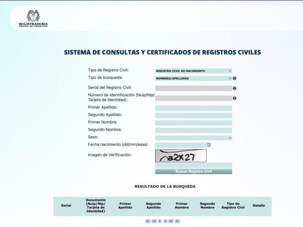 SISTEMA DE CONSULTAS Y CERTIFICADOS DE REGISTROS CIVILES