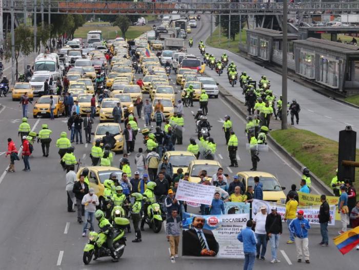 Paro de taxistas en Bogotá.