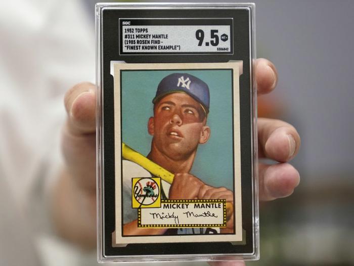 Tarjeta coleccionable del jugador de béisbol Mickey Mantle