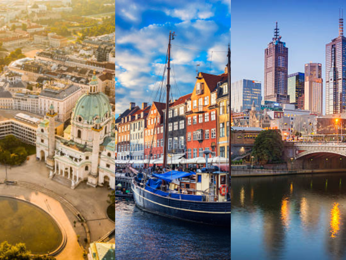 Viena (Australia), Copenhague (Dinamarca) y Melbourne (Australia)