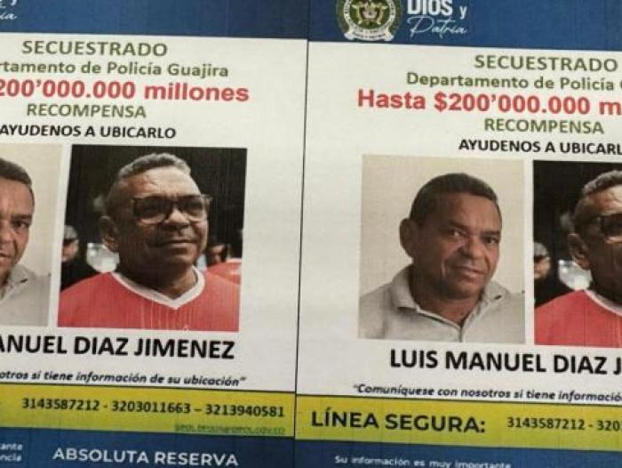 Cartel recompensa por información sobre el papá de Luis Díaz.