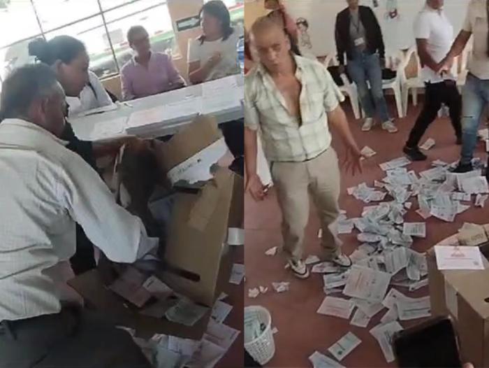 Rompiendo material electoral en Putumayo