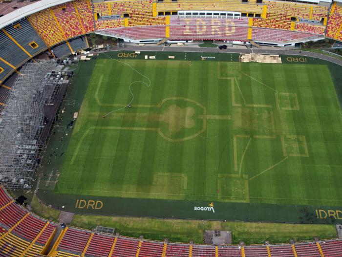 Cancha del estadio El Campín tras concierto de Karol G