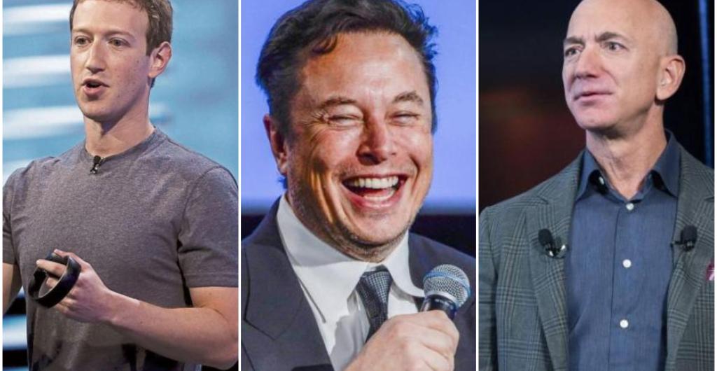 Mark Zuckerberg, Elon Musk y Jeff Bezos son multimillonarios