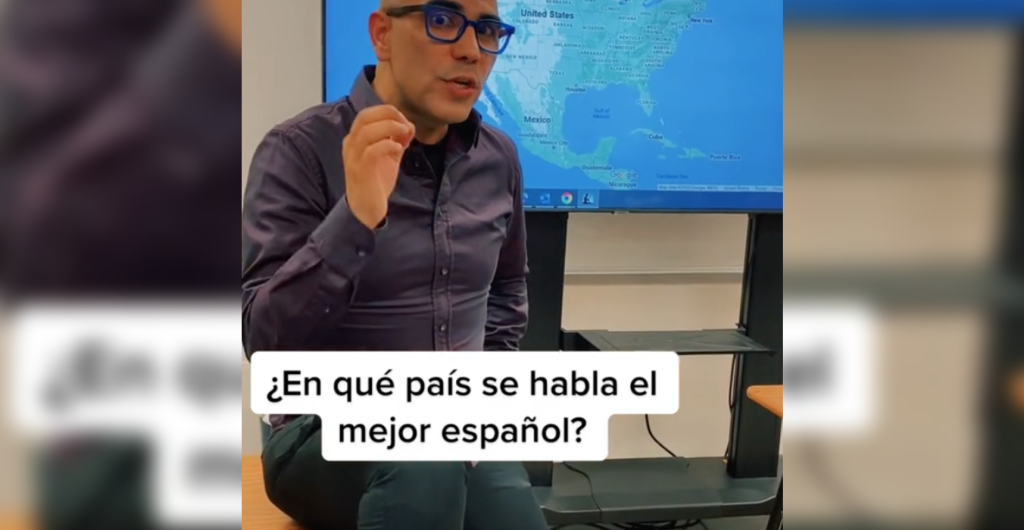 El profesor manifestó su opinión sobre dónde se habla mejor el español