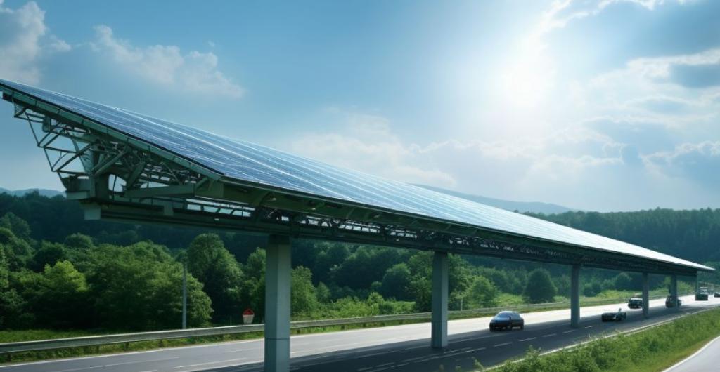 Render de techo solar en carreteras